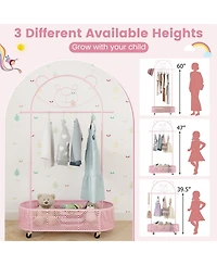 Slickblue Adjustable Kids Clothing Rack with Heights and Wheels