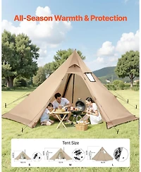 ECHTPeak Lightweight 4 Season Shelter Tents, with Stove Jack, Waterproof Canvas Camping Tents, Easy Setup, for Family Hiking, Hunting, 25 Person
