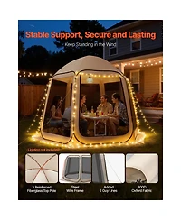ECHTPeak Pop up Screen House Tent, with Carry Bag, Portable Screened in Canopy, Netting Sides, Ground Stakes, for Garden, Patio, Backyard, 4-8 Person