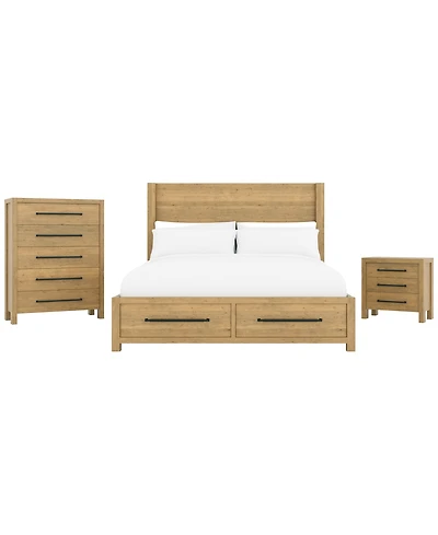 Davie 3-Pc. Queen Storage Bedroom Set (Panel Bed