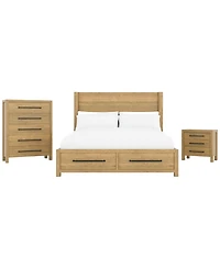 Davie 3-Pc. Queen Storage Bedroom Set (Panel Bed