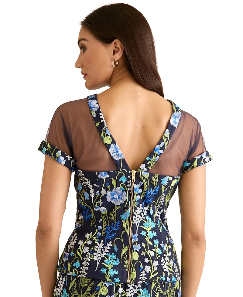 Muse Women's Short-Sleeve Embroidered Top