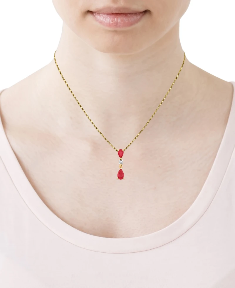 Macy's Ruby (5/6 ct. t.w.) & Diamond Accent Pendant Necklace in 10k Yellow Gold