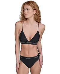 Calvin Klein Women's V-Neck Bikini Top and Bottoms, 2-Piece Set