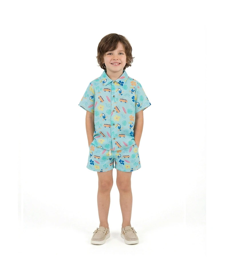 Andy & Evan Toddler Boys Beach Print Buttondown and Shorts Set