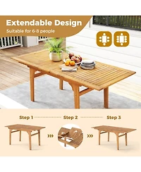Costway 9Pieces Acacia Wood Outdoor Dining Set with 1.97" Umbrella Hole for Backyard, Garden