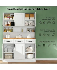 Clihome 70.75" Pantry Storage Cabinet - Kitchen Cupboard with 6 Cabinets 3 Drawers Adjustable Shelves