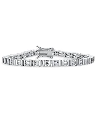 Bling Jewelry Fancy Alternating Bars and 20CTW Princess Cut Cubic Zirconia Tennis Bracelet Silver Plated 7 Inch