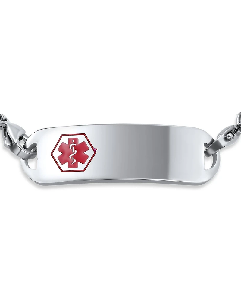 Bling Jewelry Lightweight Medical Identification Blank Medical Id Curb Link Bracelet Stainless Steel 8.5 Inch