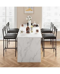 homfan 4 Set of 25.5 Inch Counter Height Upholstered Stools with Backrest and Footrest, Easy Assembly for Kitchen Island, Counter and Dining Room