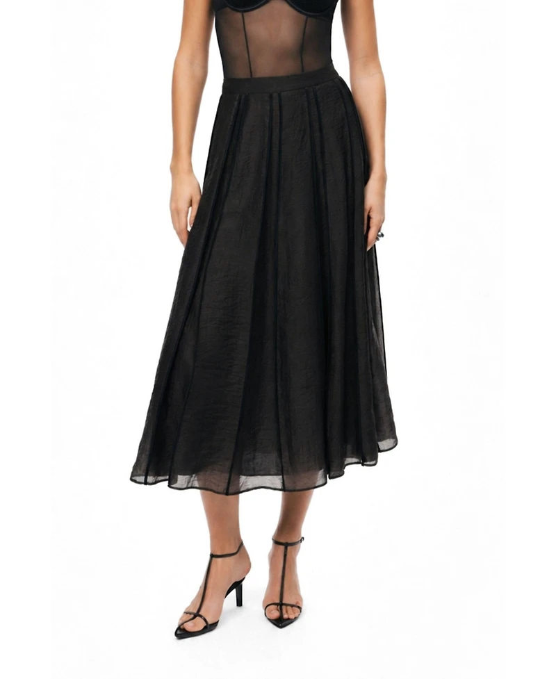 Nocturne Women's Sheer Pleated Midi Skirt
