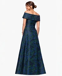 Xscape Petite Off-The-Shoulder Jacquard Ball Gown