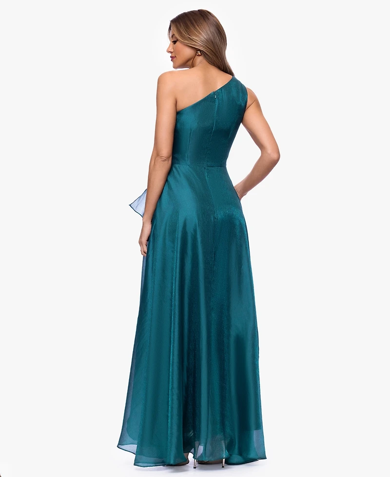 Xscape Petite One Shoulder A-Line Long Dress