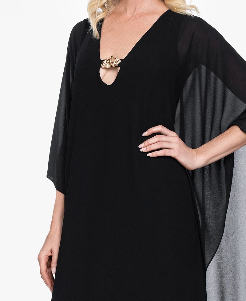 Betsy & Adam Women's V-Neck Long Kaftan Dress