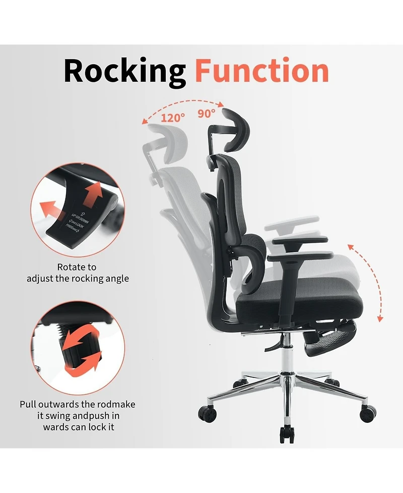 gaomon Ergonomic Office Chair,Computer Desk Chair Comfy with Adjustable Padded Headrest,Comfortable Lumbar Support and 3D Armrest Gaming Chairs