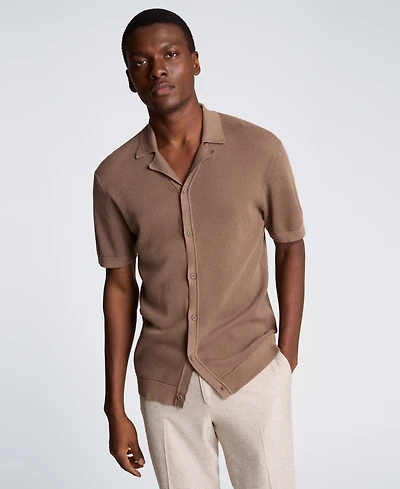 Kenneth Cole Men's Point Collar Short-Sleeve Camp Shirt