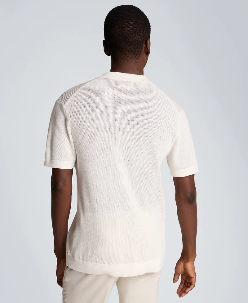 Kenneth Cole Men's Point Collar Sweater Camp Shirt