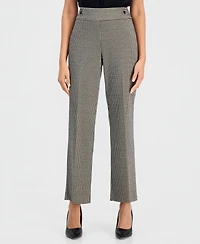 Anne Klein Essentials Petite Houndstooth Pull-On Mid-Rise Trouser, 28-1/2" Inseam