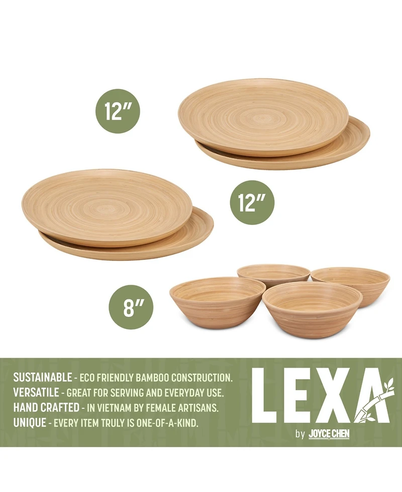 Joyce Chen Lexa Bamboo 8-Pc. Handcrafted Plate and Salad Bowl Set