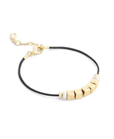 Coach Faux Imitation Pearl Signature Coach Cube Bracelet