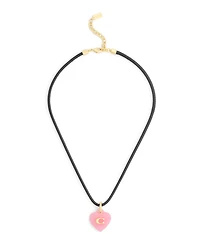 Coach Black Signature C Resin Heart Pendant Necklace