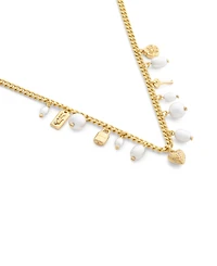 Coach Faux Imitation Pearl Iconic Signature Charm Bib Necklace
