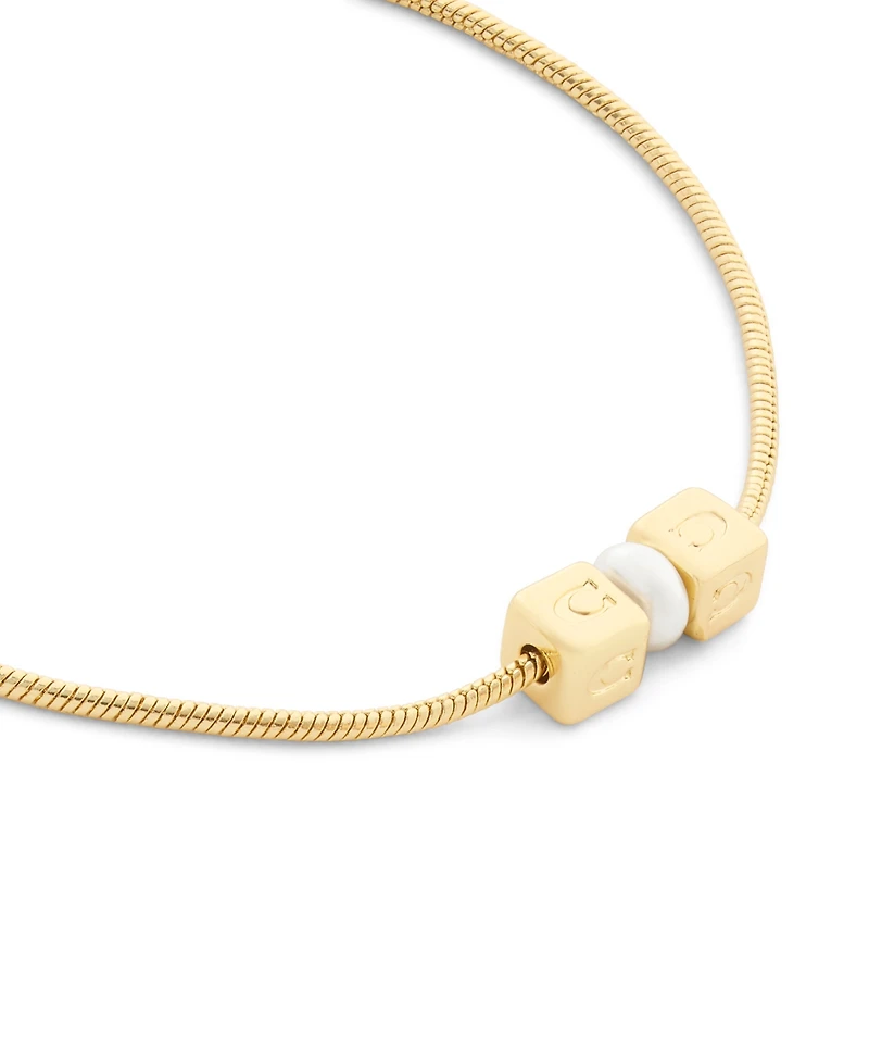 Coach Faux Imitation Pearl Signature C Cube Bracelet