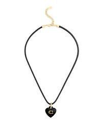 Coach Black Signature C Resin Heart Pendant Necklace
