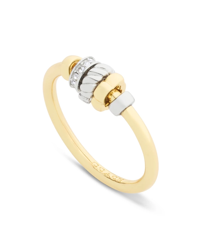 Coach Faux Stone Signature Rondelle Charm Band Ring