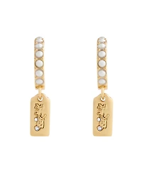 Coach Faux Stone Iconic Pearl Horse Carriage Charm Huggie Earrings
