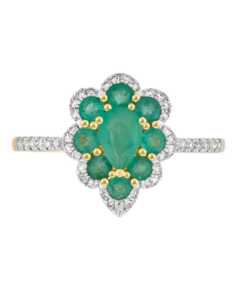 Macy's Emerald (7/8 ct. t.w.) & Diamond (1/6 Ring 14k Yellow Gold (Also Available Ruby and Sapphire)