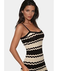 Bebe Women's Stripe Crochet Keyhole Maxi Dress
