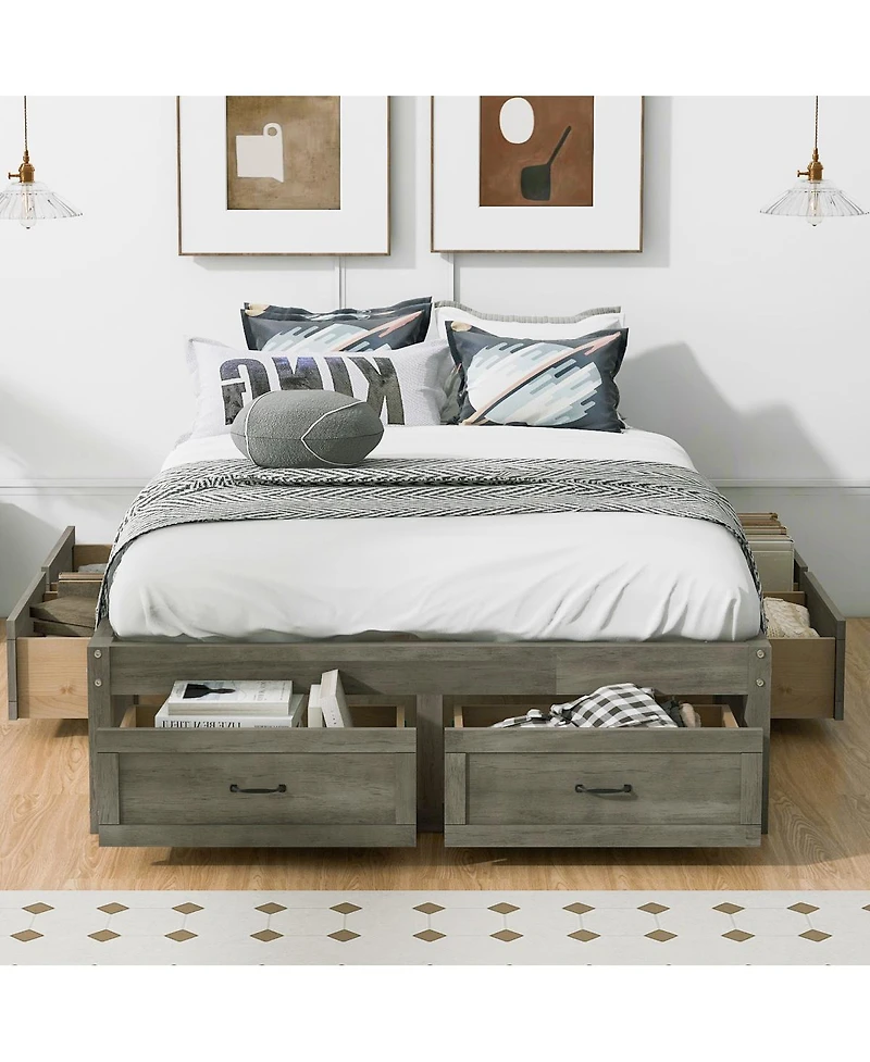 Streamdale Furniture Platform Bed With 6 Drawers