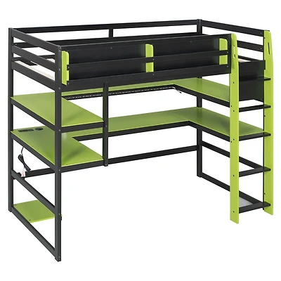 Streamdale Furniture Twin Loft Bed With Desk, Storage, Shelves