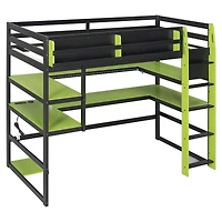 Streamdale Furniture Twin Loft Bed With Desk, Storage, Shelves