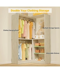 Aheaplus Corner Closet Organizer System, 36'' Wide Freestanding Storage Unit with 2 Hanging Rods and 8 Shelves