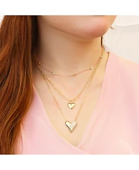 The Lovery Half and Half Cz Single Heart Necklace 14K Gold-Plated Sterling Silver