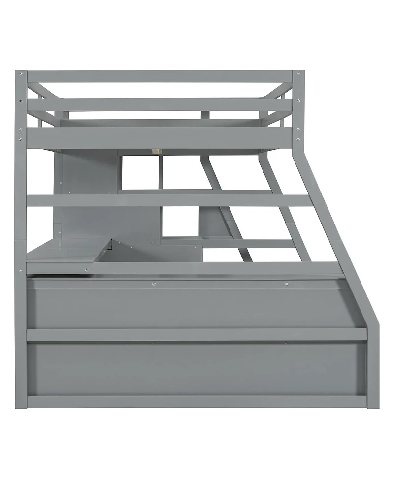 Streamdale Furniture Full Size Loft Bed with 7 Drawers 2 Shelves and Desk