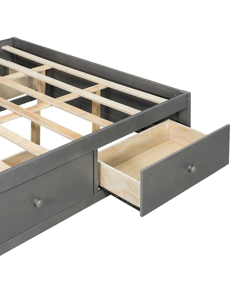 Streamdale Furniture Queen Platform Bed w/ 4 Drawers, Footboard Storage, No Headboard