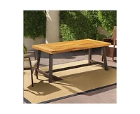 sumyeg Carlie Outdoor Sandblast Finish Dining Table with Metal Legs