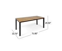 sumyeg 71-Inch Rectangular Outdoor Acacia Wood Farmhouse Dining Table