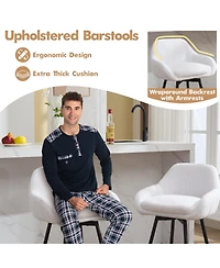 homfan Set of 2 Modern Swivel Bar Stools, Counter Height with Sherpa Fabric Upholstery, Metal Legs and Backrest for Indoor Multi-Scene Use