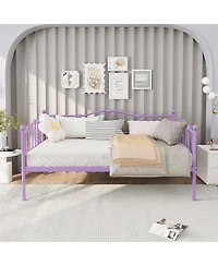 homfan Twin Metal Daybed Frame with Headboard, Platform Sofa Bed with Steel Slats, 12.0 in Underbed Storage, No Box Spring Needed