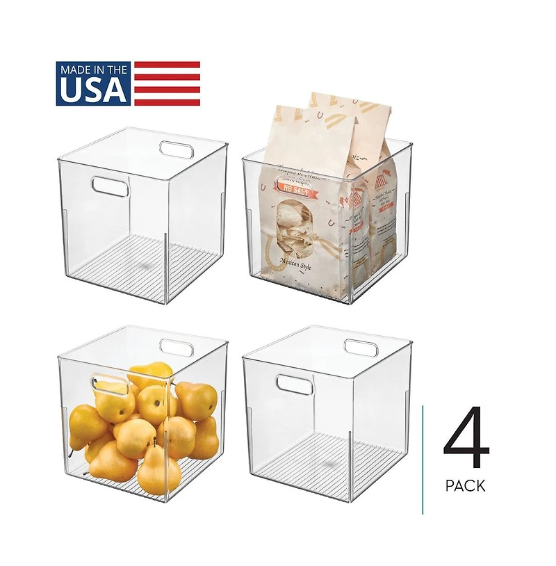 iDesign Small Cube Bin for Cabinet or Pantry, Set of 4, Clear, Made in Usa