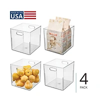 iDesign Small Cube Bin for Cabinet or Pantry, Set of 4, Clear, Made in Usa