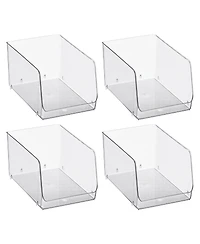 Stackable Clear Plastic Open Front Storage Bin, 4-Pack