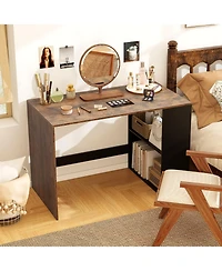 Gymax Computer Desk' Home Office Desk w/ 2-Tier Bookshelf Study Writing