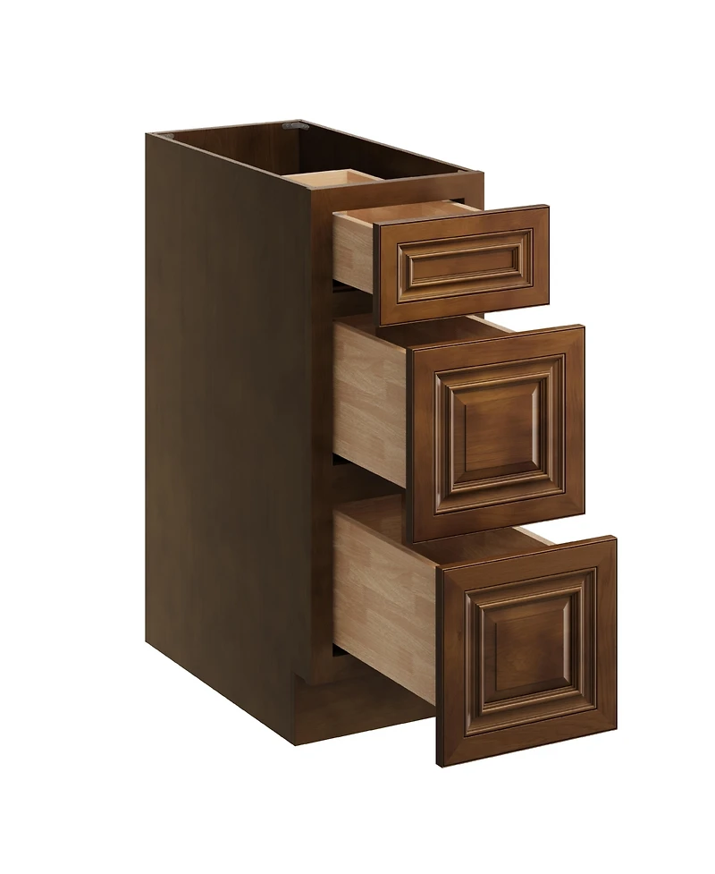 Boyel Living 12 Inch Unfinished Solid Wood 3 Drawer Base Cabinet