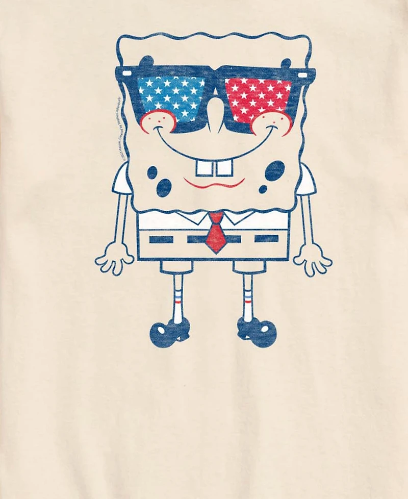 Airwaves Men's SpongeBob SquarePants Flag Fill Sunglasses Short Sleeve Graphic T-Shirt
