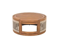 sumyeg 27.95" Acacia Wood Outdoor Coffee Table with Handwoven Rope Accent Patio Table